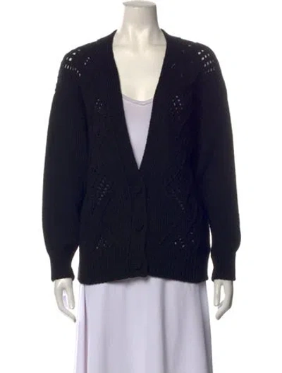 Pre-owned Le Lion Virgin Wool V-neck Sweater In Black
