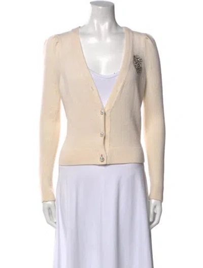 Pre-owned Le Lion Virgin Wool V-neck Sweater In Neutral