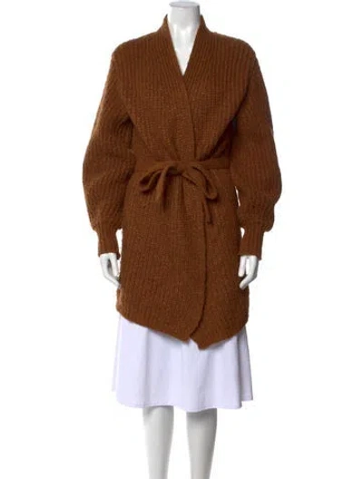 Pre-owned Le Lion Wool Open Front Sweater In Brown
