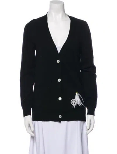 Pre-owned Le Lion Wool V-neck Sweater In Black