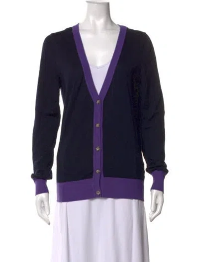 Pre-owned Le Lion Wool V-neck Sweater In Blue