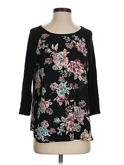 Pre-owned Le Lis 3/4 Sleeve Top Black Boatneck Tops