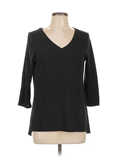 Pre-owned Le Lis 3/4 Sleeve Top Black Floral Pattern V Neck Tops