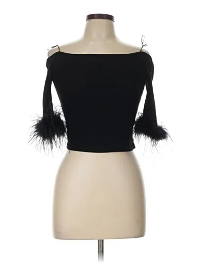 Pre-owned Le Lis 3/4 Sleeve Top Black Off The Shoulder Neckline Tops