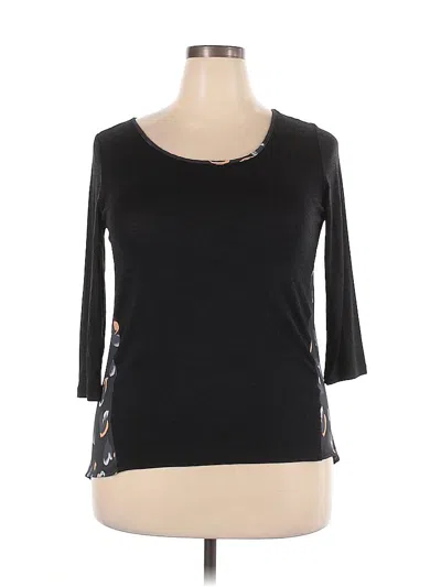 Pre-owned Le Lis 3/4 Sleeve Top Black Scoop Neck Tops