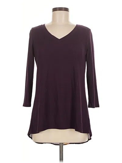 Pre-owned Le Lis 3/4 Sleeve Top Burgundy Floral Pattern V-neck Tops