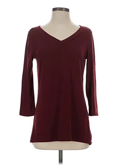 Pre-owned Le Lis 3/4 Sleeve Top Burgundy V-neck Tops