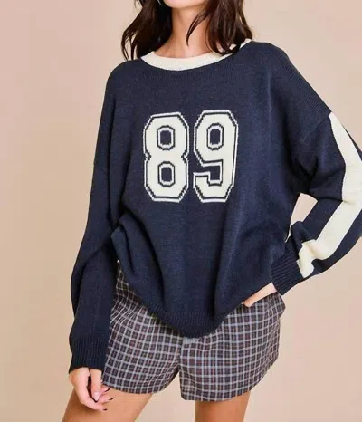 Le Lis 89 Sweater Knit Top In Navy In Blue