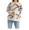 Shop Le Lis Abstract Pattern Oversized Sweater In Cream Black In Beige