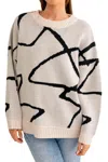 Le Lis Abstract Pattern Oversized Sweater In Cream Black In Multi
