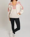 Le Lis Ainsley Color Block Pullover Fleece Jacket In Ivory/dusty Pink In Multi