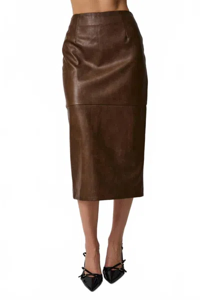 Le Lis Alice Leather Skirt In Brown