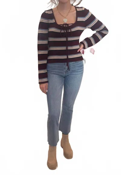 Le Lis Alyssa Striped Sweater In Burgundy Stripe In Multi
