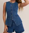 Le Lis Alyx Tailored Denim Vest In Indigo In Multi