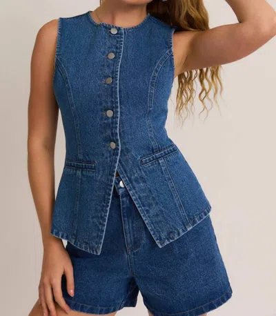 Le Lis Alyx Tailored Denim Vest In Indigo In Multi