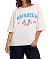 Le Lis America Round Neckline Short Sleeve Top In White In White