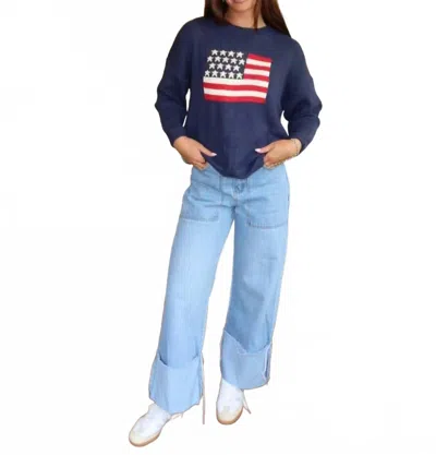 Le Lis American Flag Sweater In Blue/ Red/ White In Multi