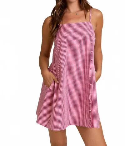Le Lis Andie Gingham Mini Dress With Side Pockets In Pink