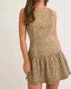 Le Lis Animal Print Mini Dress In Mocha In Brown