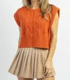 LE LIS APEROL CABLE SWEATER TANK IN ORANGE