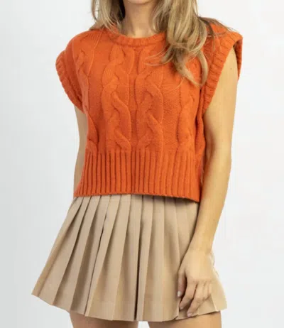 Le Lis Aperol Cable Sweater Tank In Orange