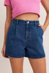 Le Lis Arden High Rise Short In Denim In Multi