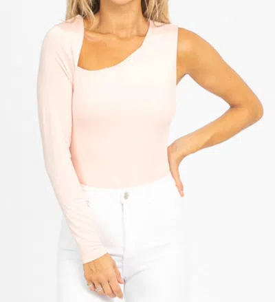 Le Lis Asymmetrical One Sleeve Bodysuit In Baby Pink