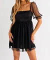 Le Lis Babydoll Mini Dress In Black In Black