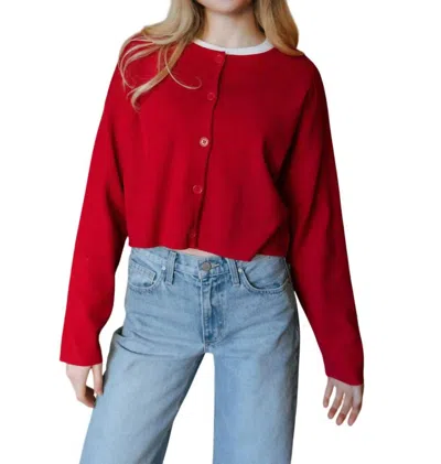 Le Lis Basic Cardigan In Red