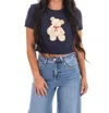 Le Lis Teddy Short Sleeve Crewneck Sweater In Navy In Blue