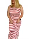 Le Lis Boardwalk Stripes Midi Dress In Red In Red