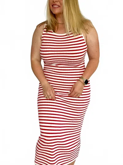 Le Lis Boardwalk Stripes Midi Dress In Red