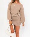 Le Lis Boat Neck Sweater Dress In Tan