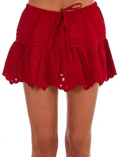 Le Lis Book Of Love Eyelet Mini Skirt In Red