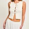 Le Lis Bow Detail Sleeveless Top In Ivory In Multi