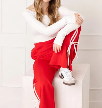 Le Lis Bow Detail Track Pants In Red-white In Multi