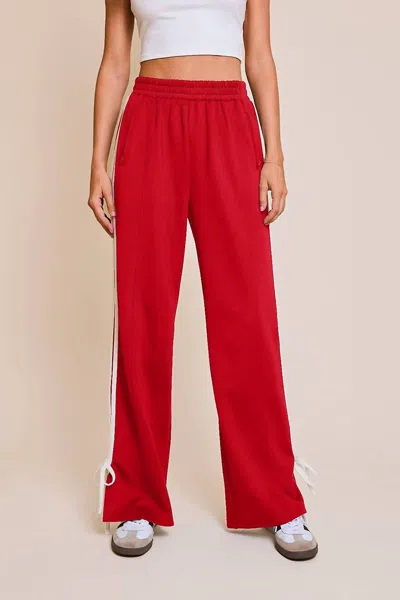 Le Lis Bow Detail Track Pants In Red-white In Multi