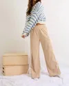 Shop Le Lis Bow Detail Track Pants In Taupe-white In Multi