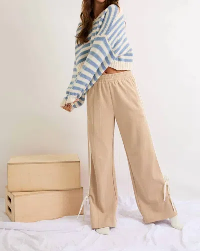 Le Lis Bow Detail Track Pants In Taupe-white In Multi