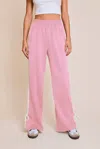 Le Lis Bow Track Wide Leg Pants In Pink