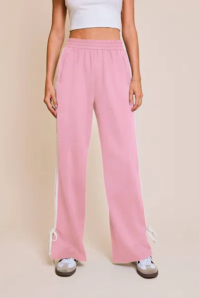 Le Lis Bow Track Wide Leg Pants In Pink