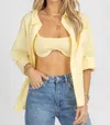 Le Lis Bralette + Button Down In Light Yellow In Multi