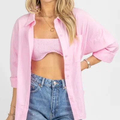 Le Lis Bralette + Button Down Shirt In Pink