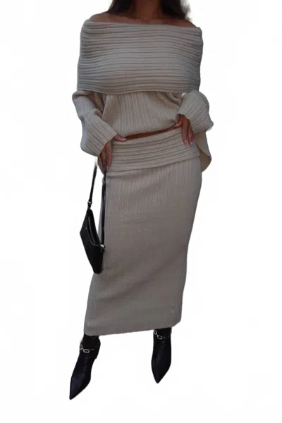 Le Lis Brynn Sweater Skirt Set In Cream In Gray