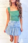Le Lis Bubble Denim Skirt In Light Blue In Blue