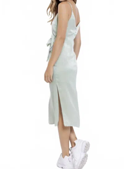 Le Lis Bust Wrapped And Tie Satin Midi Dress In Sage In Multi