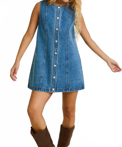 Le Lis Button Down Denim Dress In Blue