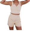 Le Lis Button Down Short And Cropped Top Set In Cream In White