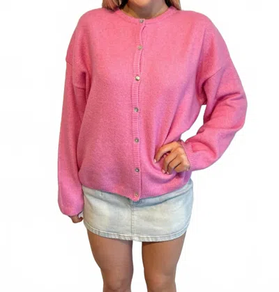 Le Lis Button-down Cutesy Cardigan In Pink