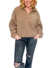 Le Lis Cali Quarter Zip Fleece Pullover In Brown In Brown